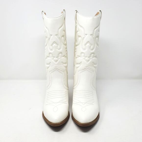 Chariot & Co Boots Western Mid-Calf Stacked Heel Cowboy Boots White Size 7 - Picture 6 of 10